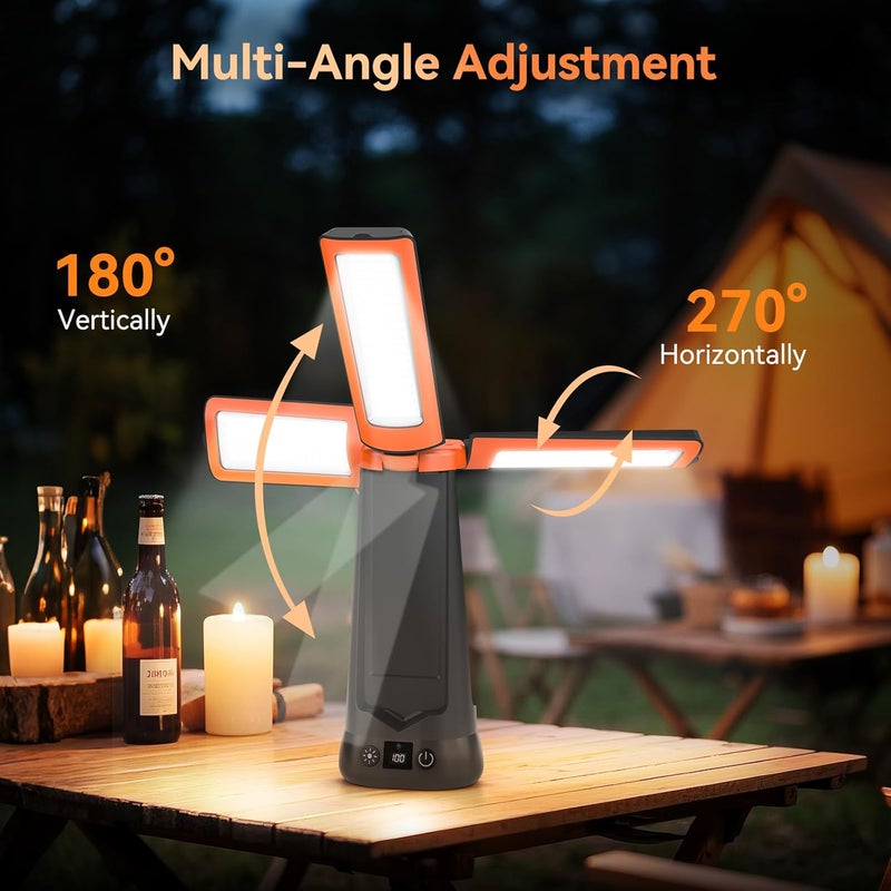 Dimgogo Rechargeable Camping Light with Stand 7ft Max Height, 15000mAh Portable Cordless LED Work Light, 5500 Lumen 6500/4500/3500K Dimmable Emergency Flashlight with Detachable Tripod, Orange - Image 3